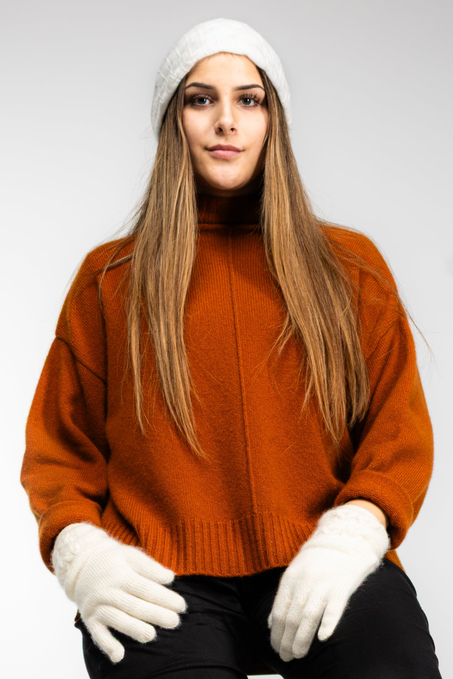 Ox Haven Diamond Schal Creme - Blasenstichmuster