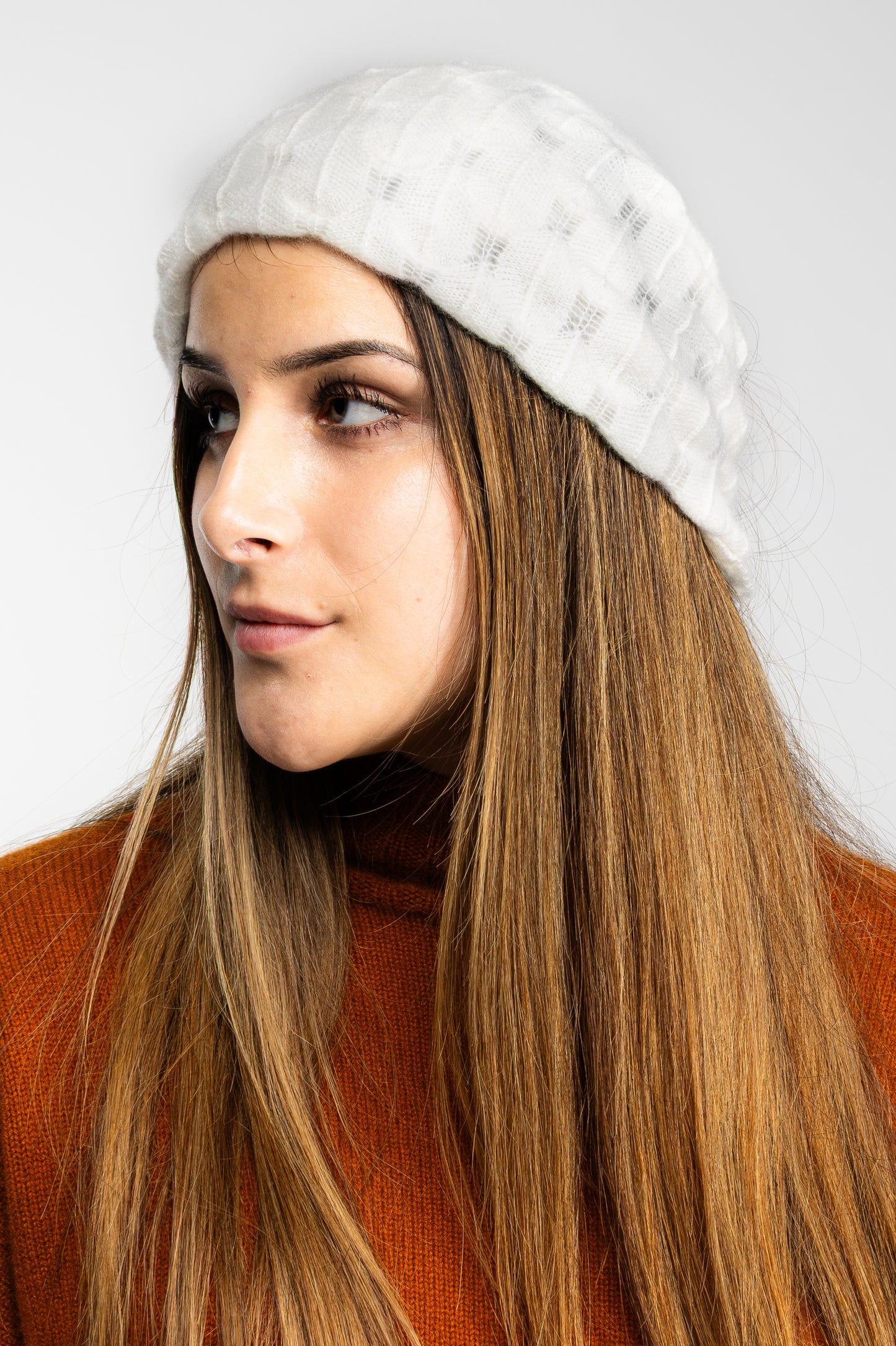 Ox Haven Diamond Schal Creme - Blasenstichmuster