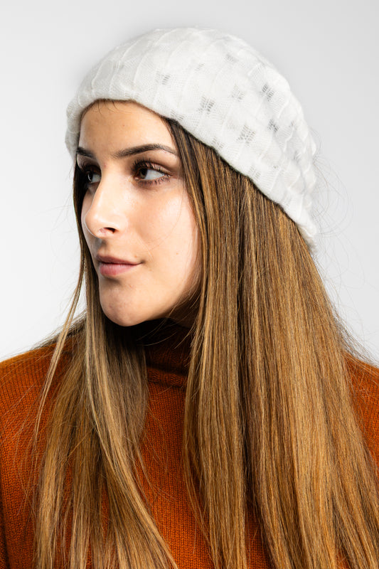 Ox Haven Diamond Schal Creme - Blasenstichmuster