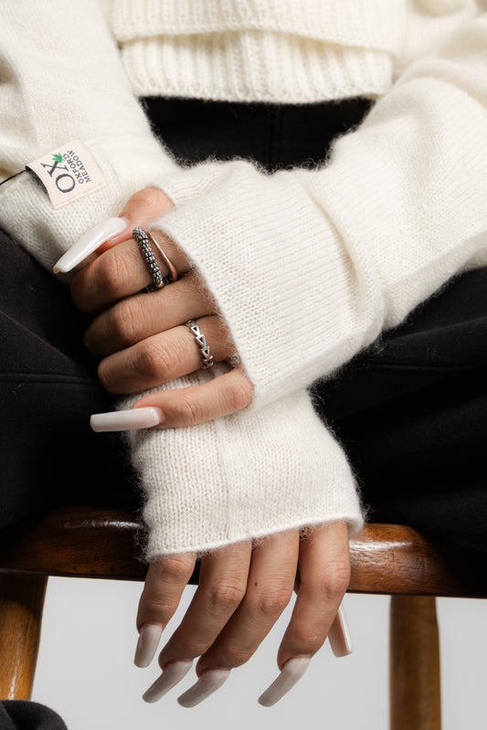 Die Ox Haven Fingerlosen Handschuhe Creme Lang Unisex